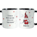 Personalised Gonk Family Black Handled Christmas Mug - Female