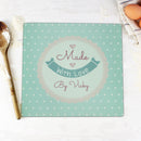 Personalised Made with Love Glass Chopping Board/Worktop Saver