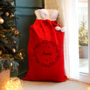 Personalised Holly Red Christmas Sack