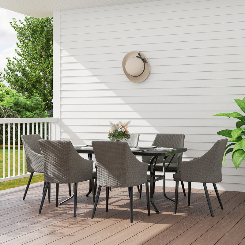 Outsunny 6 Seater Garden Furniture with Cushions, Parasol Hole