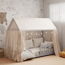 HOMCOM House-Shaped Kids Bed Frame with Guard Rails for Boys Girls, Grey