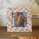 Personalised Pink Checkerboard Ceramic 4x4 Frame