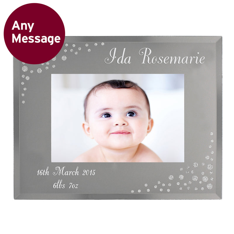 Personalised 6x4 Landscape Diamante Glass Photo Frame