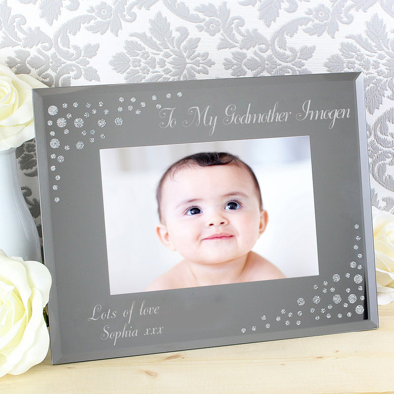 Personalised 6x4 Landscape Diamante Glass Photo Frame