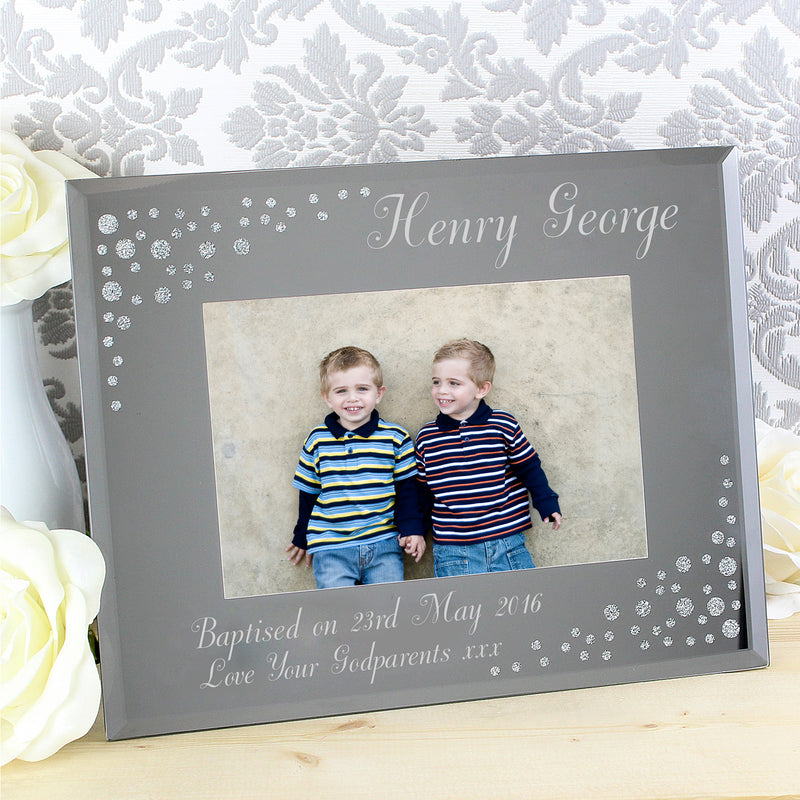 Personalised 6x4 Landscape Diamante Glass Photo Frame