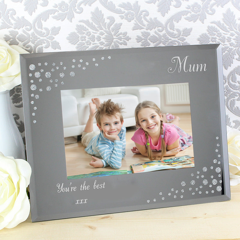 Personalised 6x4 Landscape Diamante Glass Photo Frame