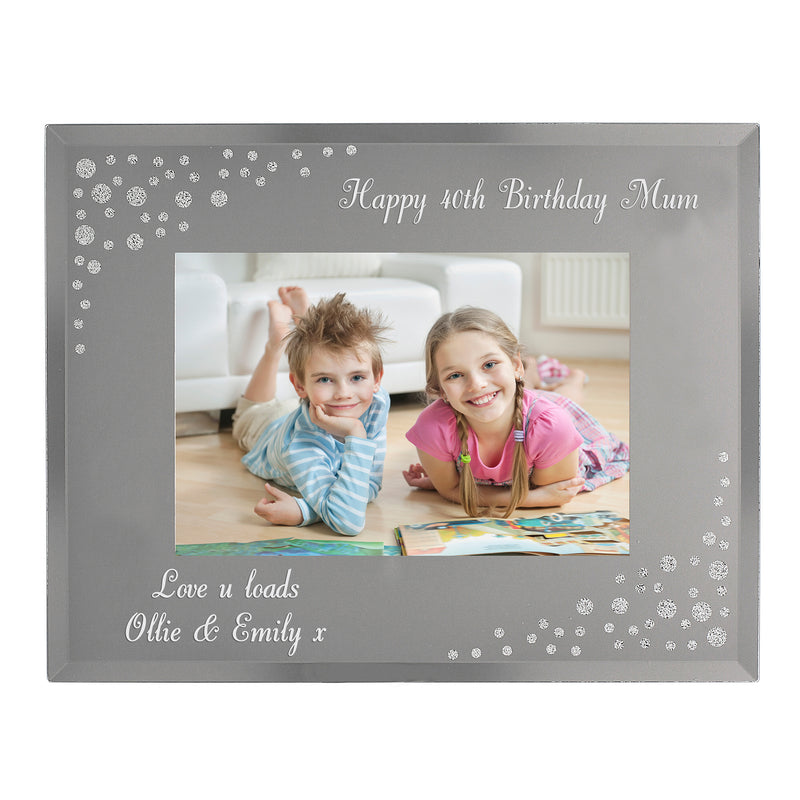 Personalised 6x4 Landscape Diamante Glass Photo Frame