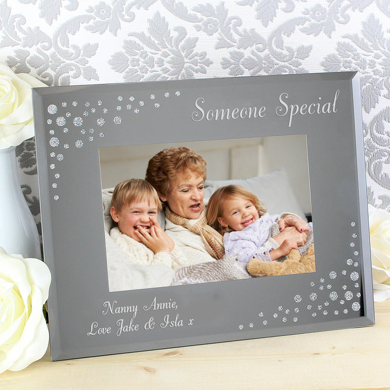 Personalised 6x4 Landscape Diamante Glass Photo Frame