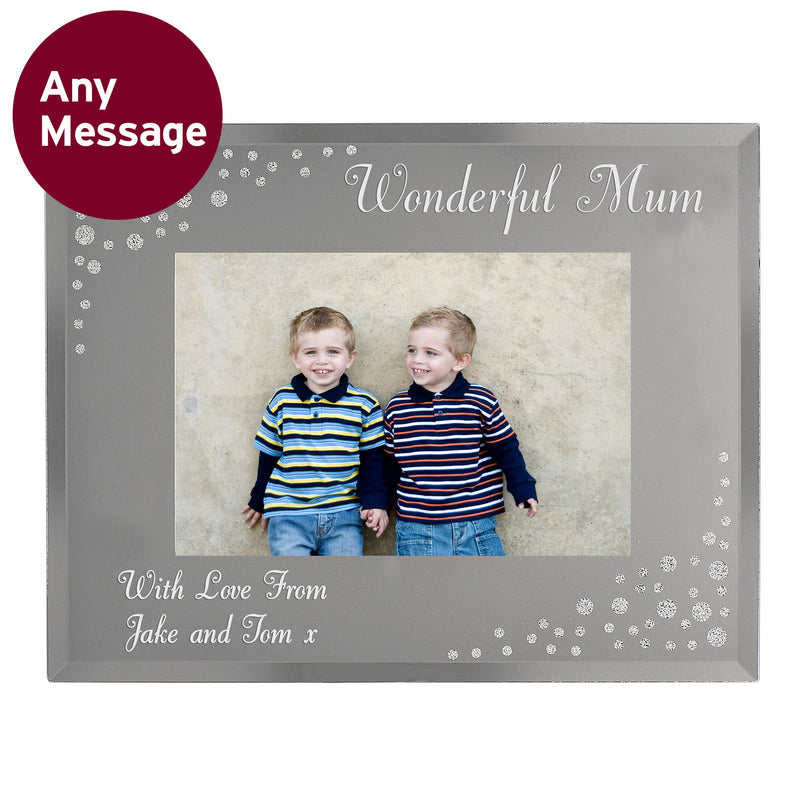 Personalised 6x4 Landscape Diamante Glass Photo Frame