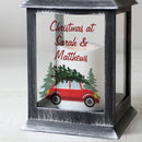 Personalised 'Driving Home For Christmas' Rustic Black Lantern