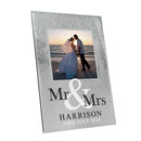 Personalised Mr & Mrs 4x4 Glitter Glass Photo Frame