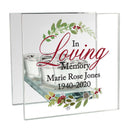 Personalised In Loving Memory Christmas Mirrored Glass Tea Light Candle Holder