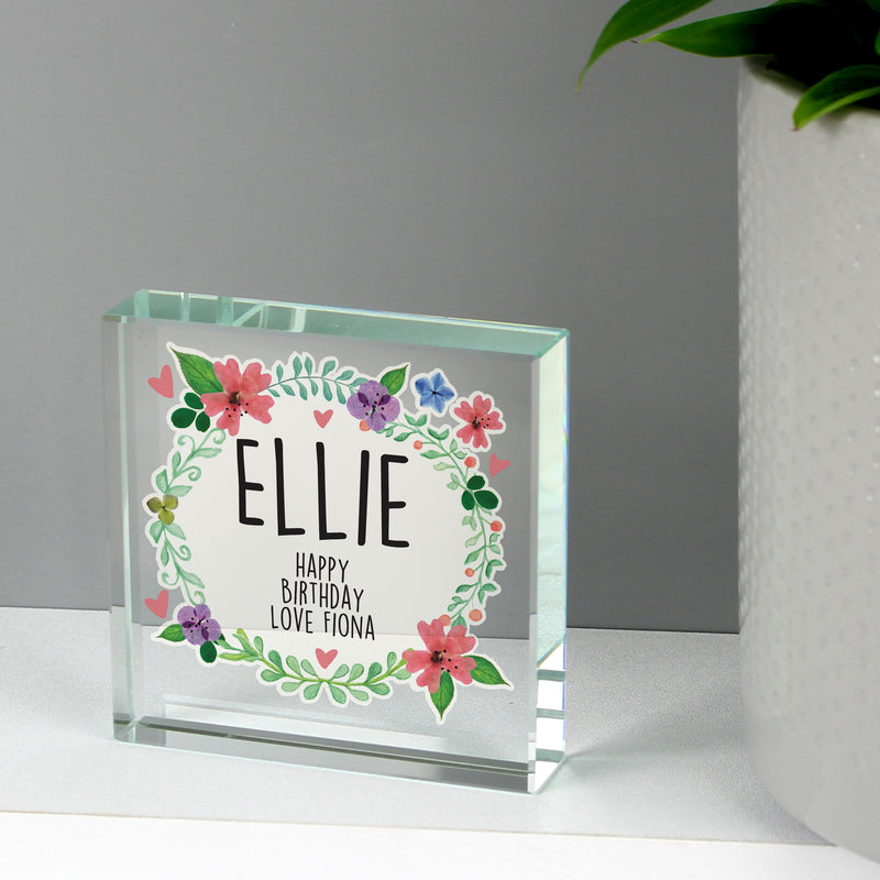 Personalised Floral Crystal Token