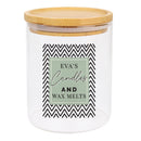 Personalised Abstract Free Text Glass Jar with Bamboo Lid