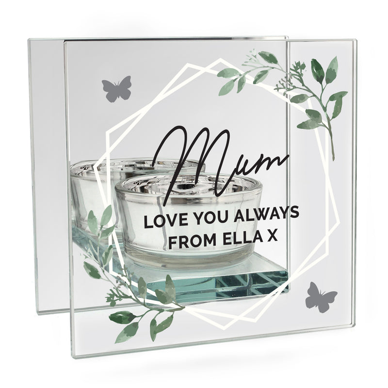 Personalised Mirrored Glass Tea Light Candle Holder