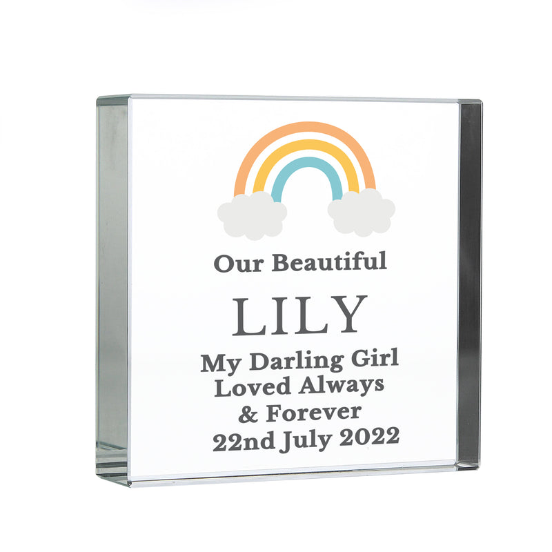 Personalised Rainbow Memorial Crystal Token