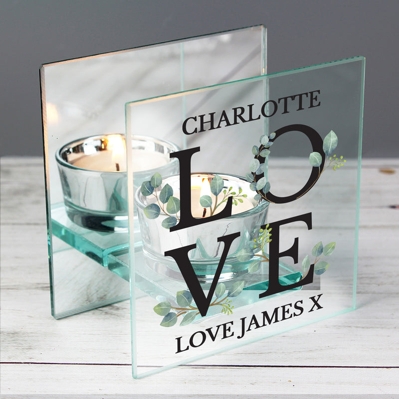 Personalised Wedding Mirrored Glass Tea Light Holder