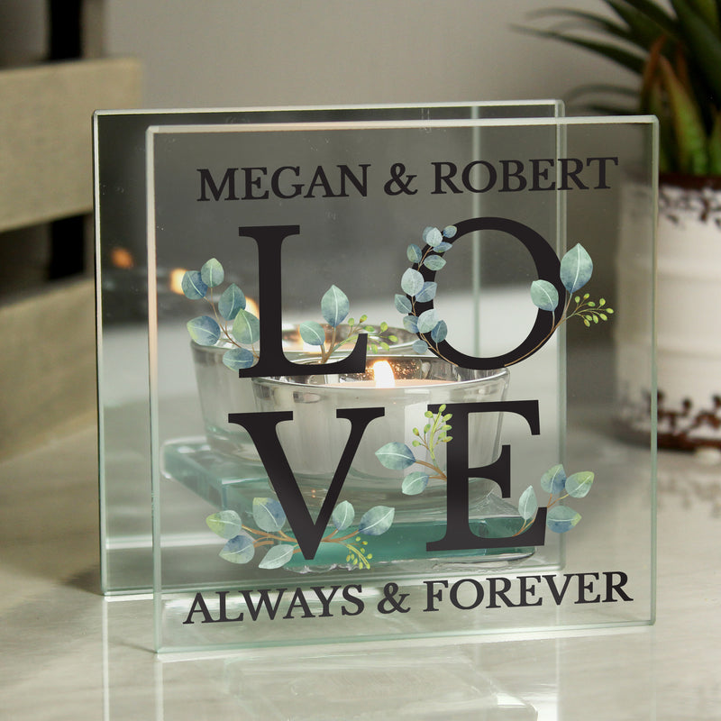 Personalised Wedding Mirrored Glass Tea Light Holder
