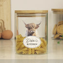 Personalised Highland Cow Glass Storage Jar