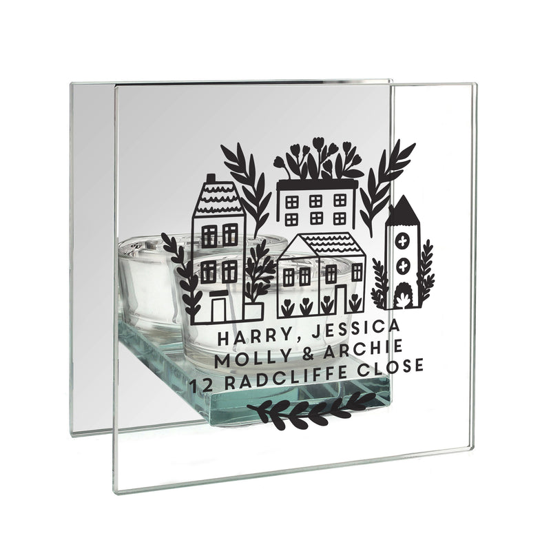 Personalised Home Mirrored Glass Tea Light Holder