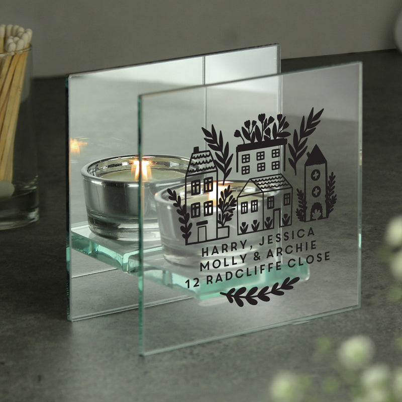 Personalised Home Mirrored Glass Tea Light Holder