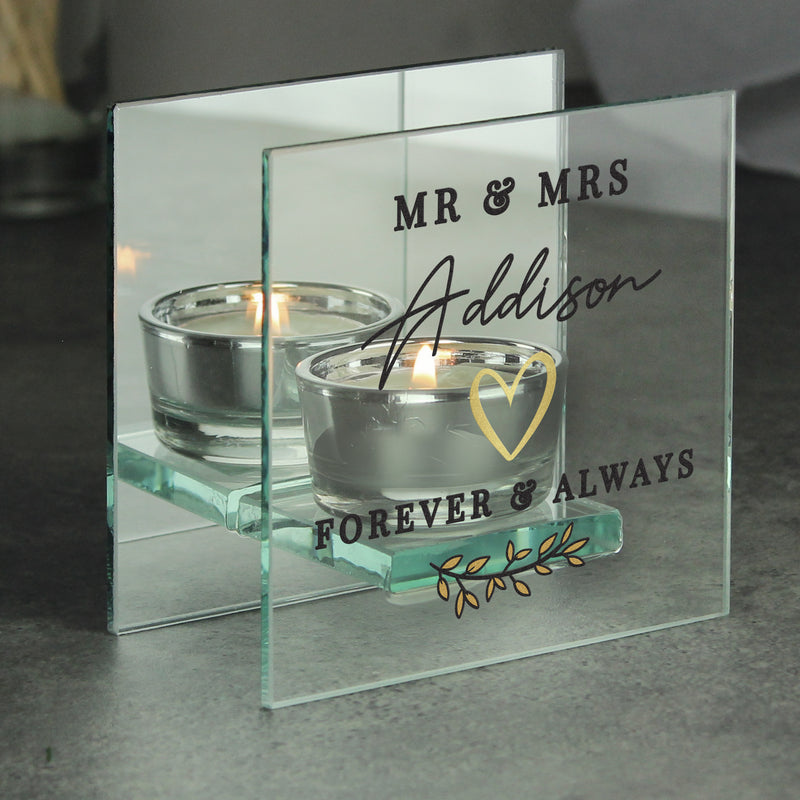 Personalised Wedding Mirrored Tealight Holder