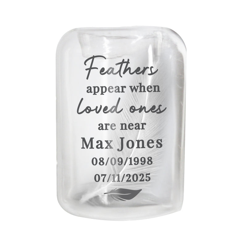 Personalised Loved Ones Memorial Feather Tealight Holder
