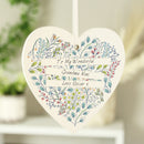 Personalised Botanical Scroll Wooden Heart Decoration