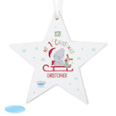 Personalised Tiny Tatty Teddy My 1st Christmas Sleigh Wooden Star Decoration