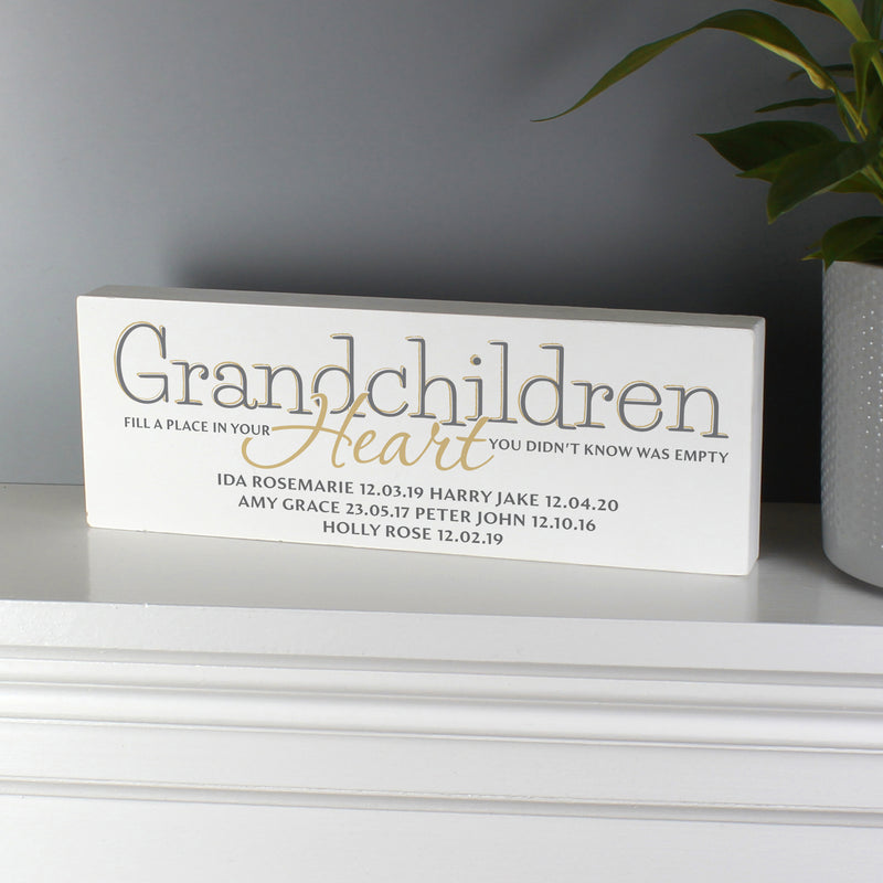 Personalised Grandchildren Wooden Mantel Decoration