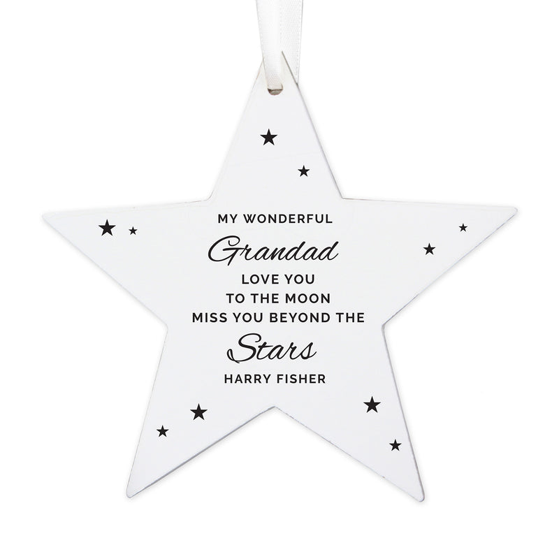 Personalised Miss You Beyond The Stars Wooden Star Decoration