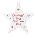 Personalised First Christmas Wooden Star Decoration