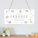 Personalised Safari Animals Wooden Sign