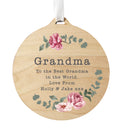 Personalised Floral Watercolour Round Wooden Decoration
