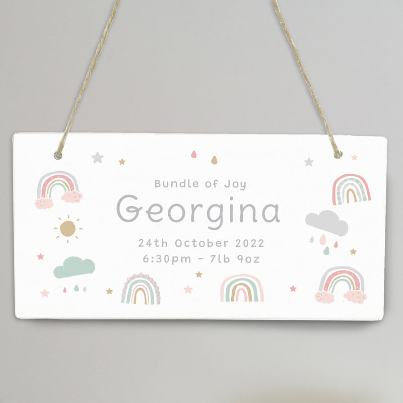 Personalised Pastel Rainbow Wooden Sign