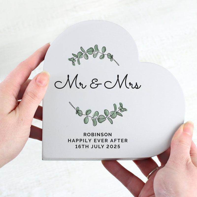 Personalised Wedding Free Standing Heart Ornament