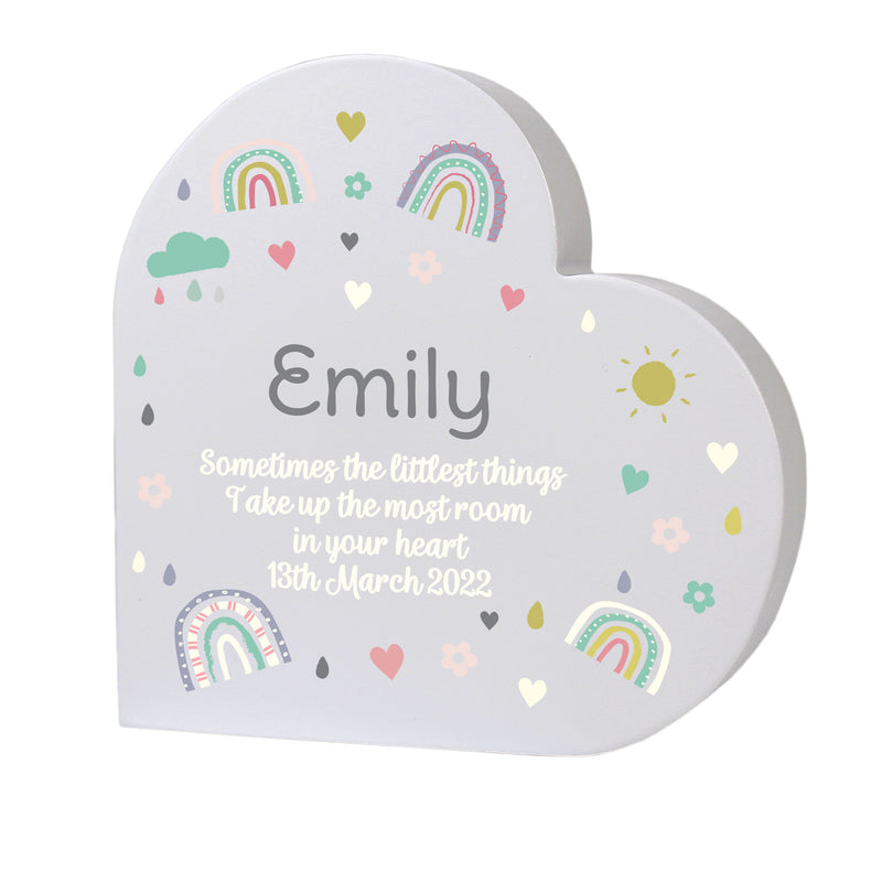 Personalised Rainbow Free Standing Heart ornament