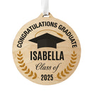 Personalised Graduation Round Wooden Decoration