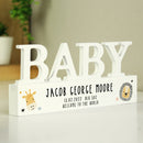 Personalised Scandi Safari Animals Wooden Baby Ornament