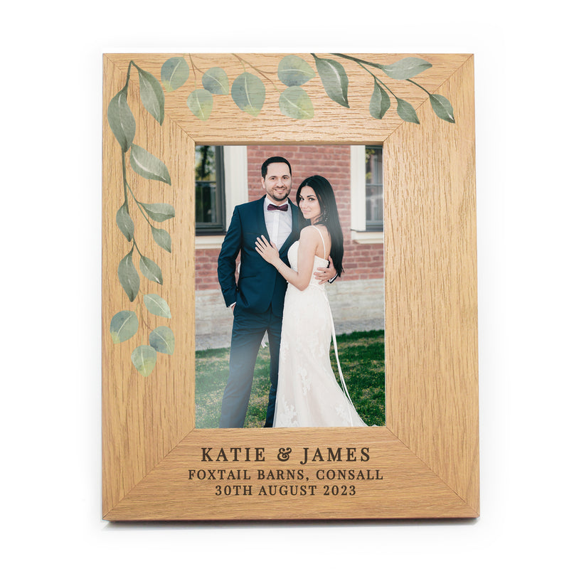 Personalised Botanical 6x4 Wooden Photo Frame