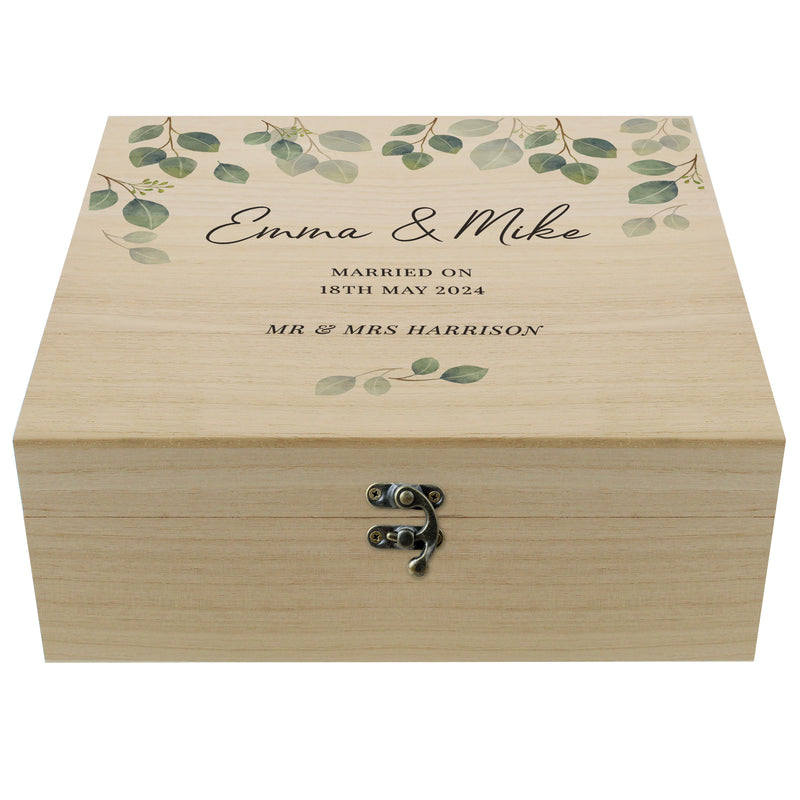 Personalised Botanical Wooden Wedding Keepsake box