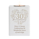 Personalised 30th Pearl Wedding Anniversary Tea Light Holder