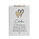 Personalised Hearts Wooden Tealight Holder