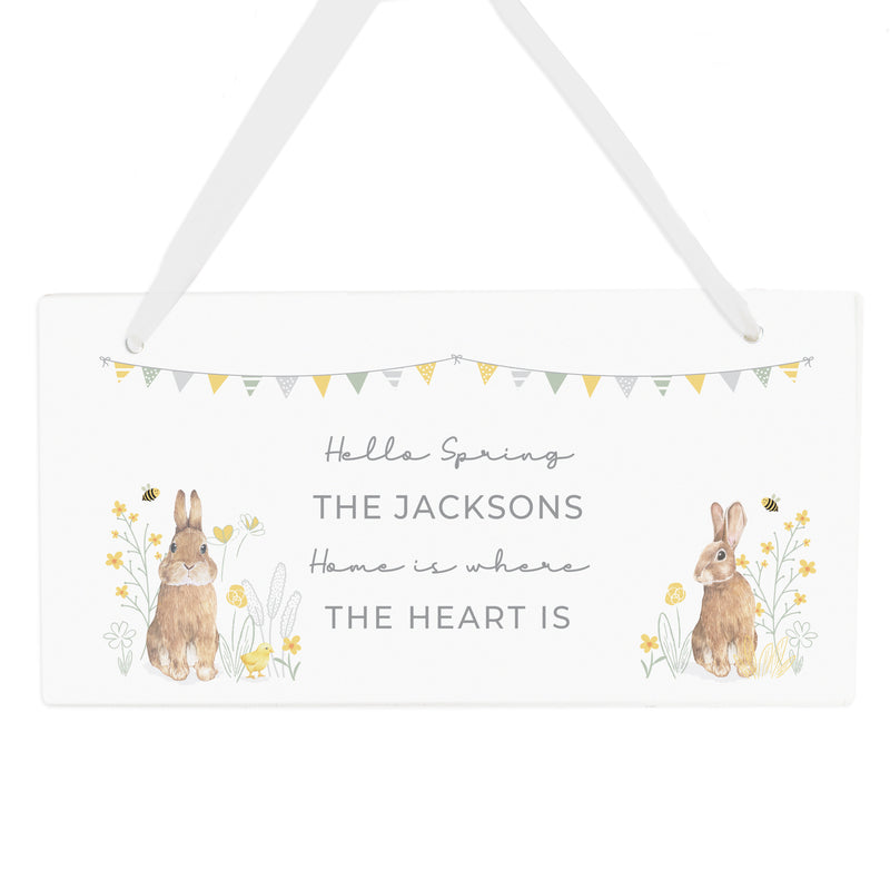 Personalised Spring Bunny Wooden Sign