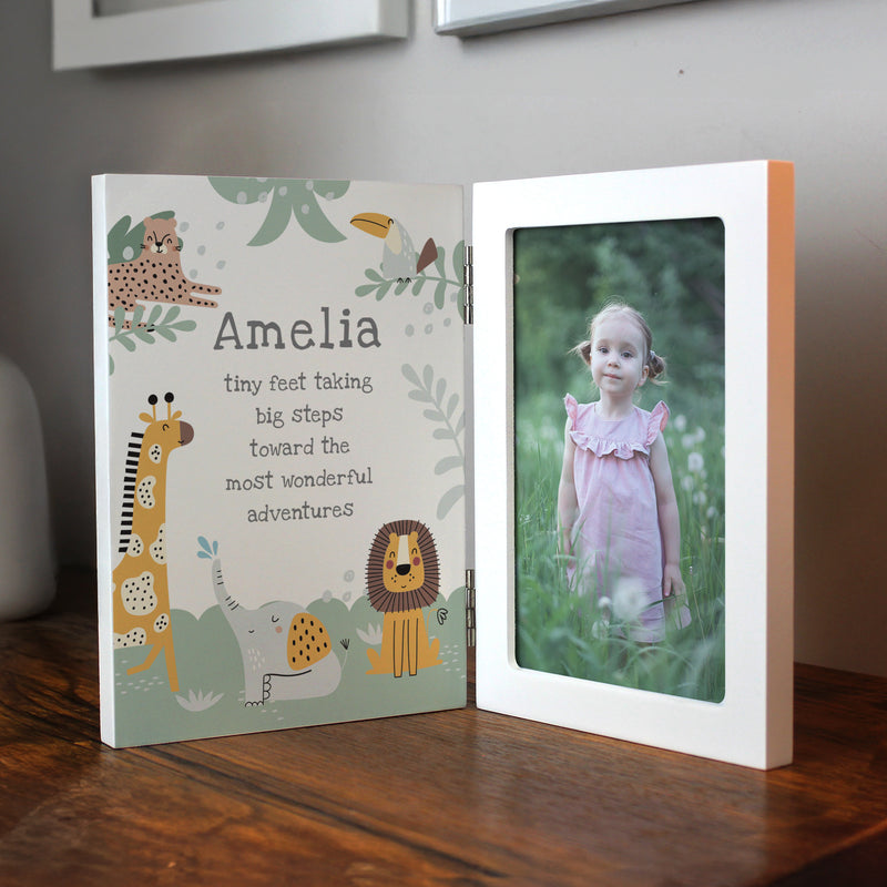 Personalised Animals Wooden Hinged 6x4 Photo Frame