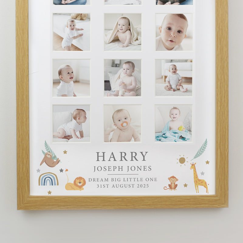 Personalised Animals Oak Multi Photo Frame