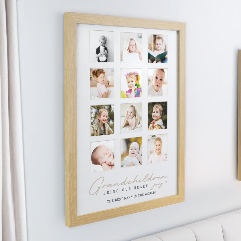 Personalised Grandchildren Oak Multi Photo Frame