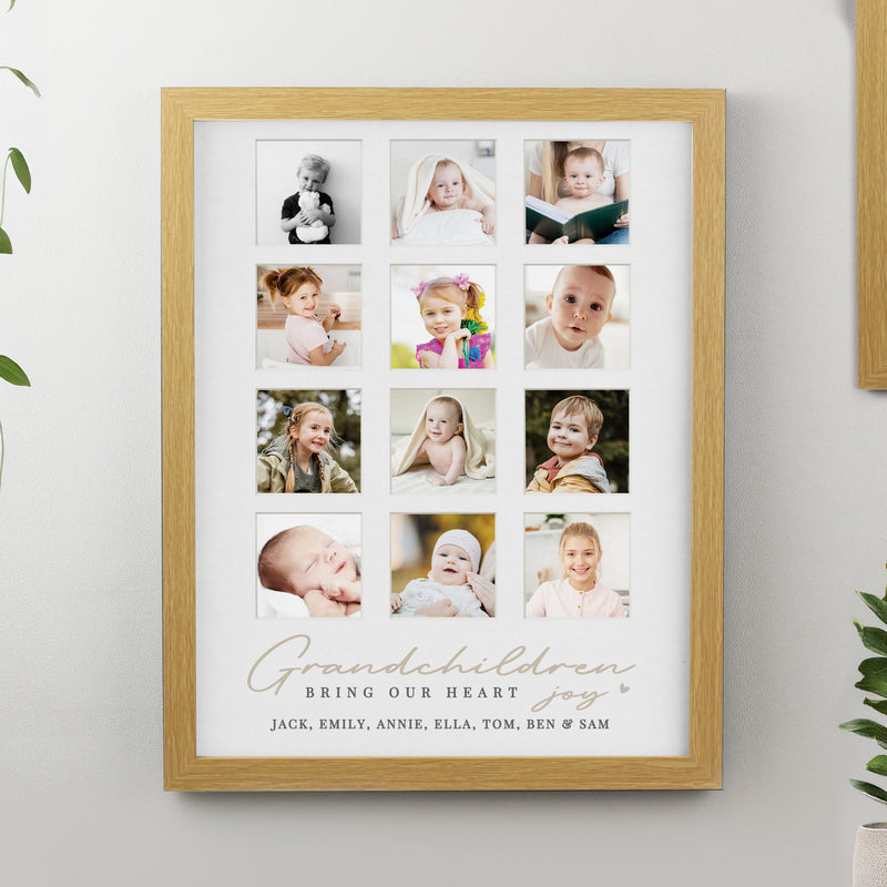 Personalised Grandchildren Oak Multi Photo Frame