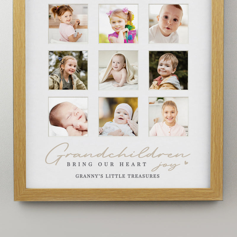 Personalised Grandchildren Oak Multi Photo Frame