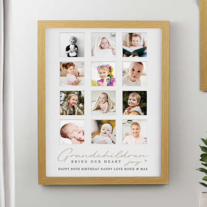 Personalised Grandchildren Oak Multi Photo Frame